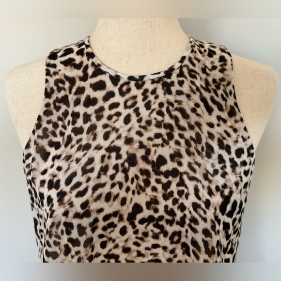 NWT | Calvin Klein | Leopard Print Chiffon Dress | Brown/Cream | Size 4 - Picture 2 of 7